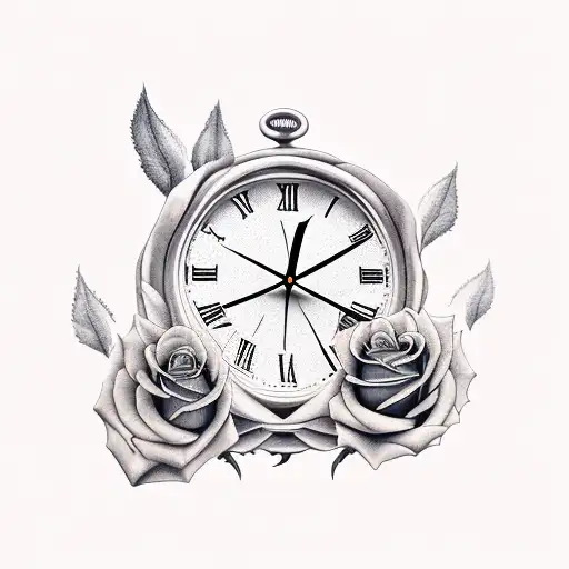 Dove With Rose And Clock