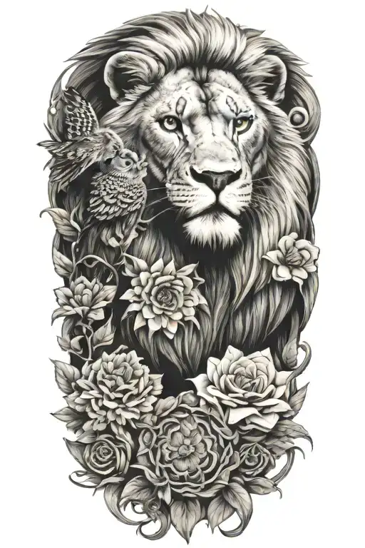 Stoicism Lion And Owl And Scales And Flower