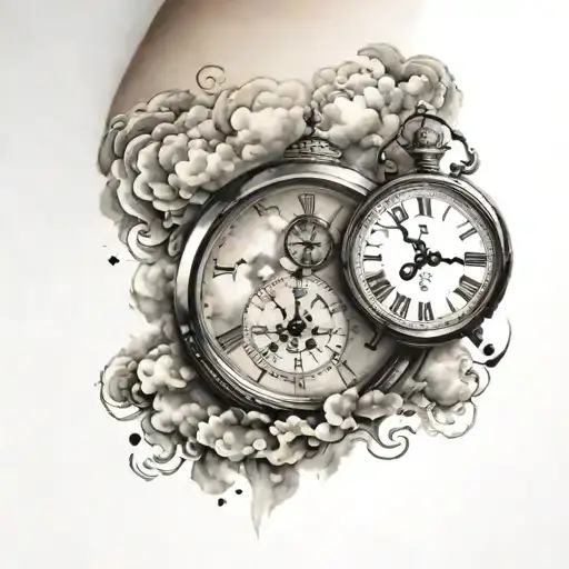 Clock And Clouds Surrounding