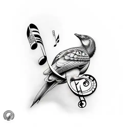 A Composition Of Native New Zealand Birds Perched On Musical Notes