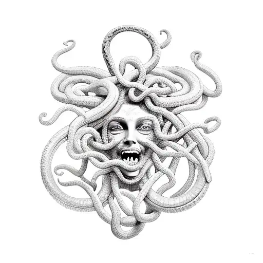 Medusa With Aggressive Snakes