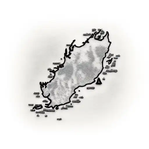 New Zealand Outline Filled With Kiwiana