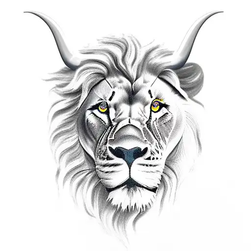 A Bull Showing A Lion First Steps