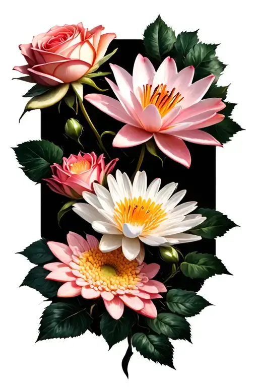 Rose Daisy Lily Chrysanthemum Water Lily Flower Arrangement