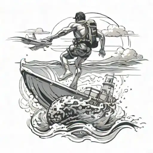 A Lifeguard Diving Into The Ocean To Save Someone