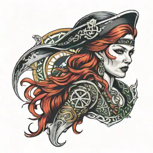 Female Pirate Red Hair Celtic Full Body