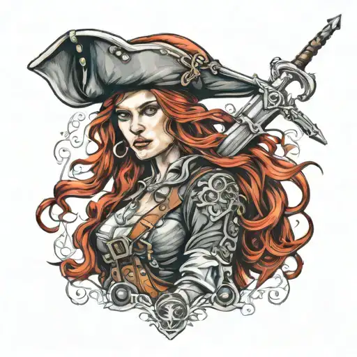 Standing Female Pirate Red Hair Irish Warrior