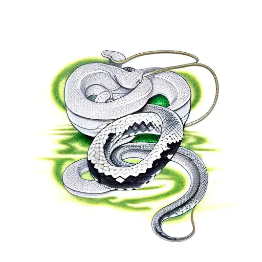 A Minimalist Tattoo Of A Snake Wrapped Around A Matcha Tea Cup