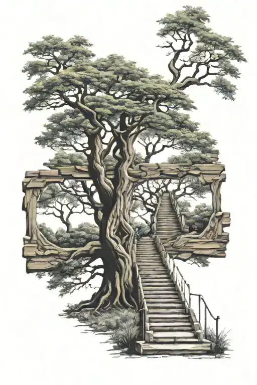 Tree With Steps There Are Trees Looking Through Lens
