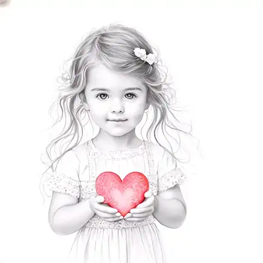 A Little Girl Holding A Heart