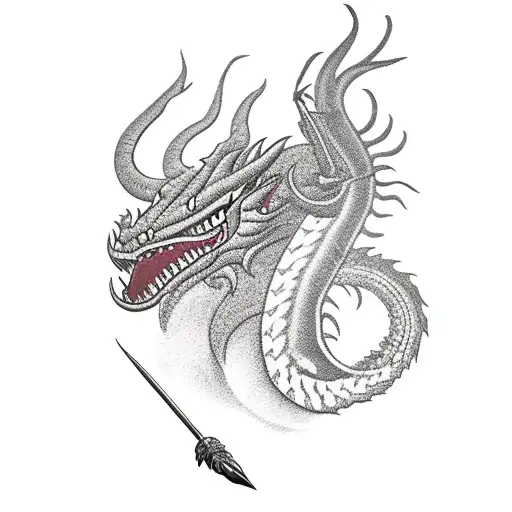 Vertical Seminole Spear With Dragon