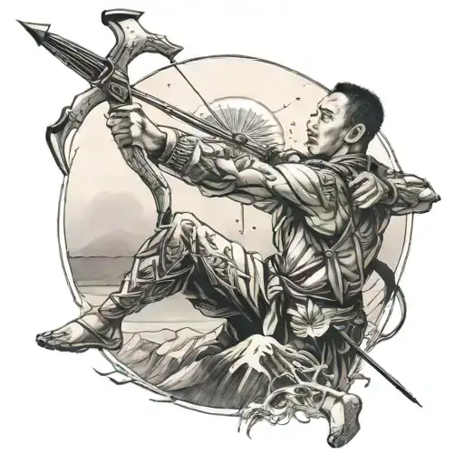 Chinese Man Shoots Arrow Towards The Sun