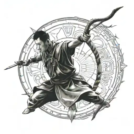 Chinese Man Shoots Arrow Towards The Sun