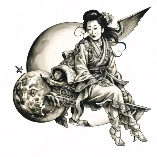 Acient Chinese Woman Fly To The Moon