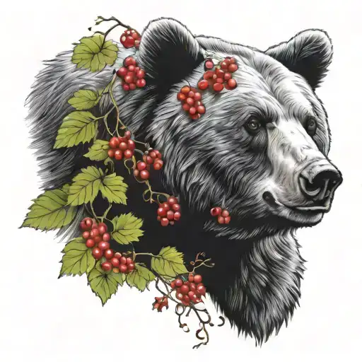 Bear Eating Red Currant Berries