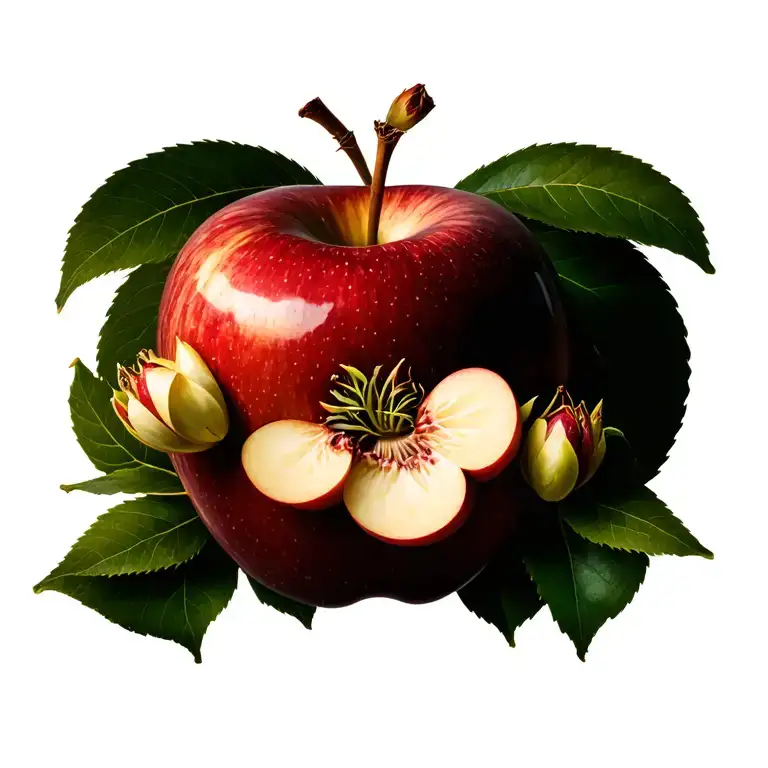 Apple Bloosm And Buds With Leaves