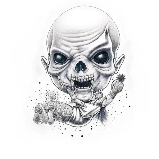 Agent 47 Holding A Baby In His Left Arm And His Silverballer In His Right Hand