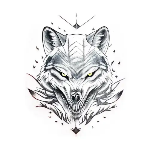 Lower Arm Sleeve Pine Tree Wolf Skull