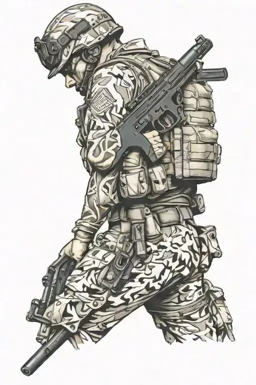 Soldier Holding A Gun