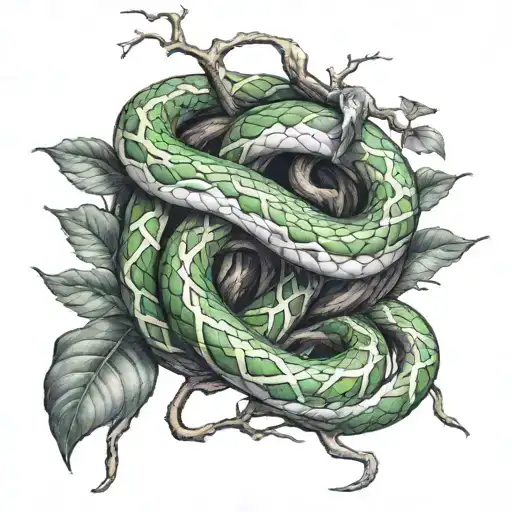 Tree And Snake Wrapped