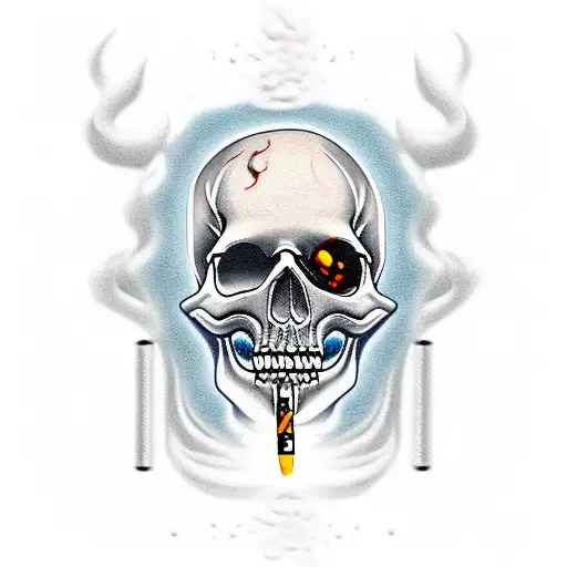 Cowboy Skull Smoking Cigarette