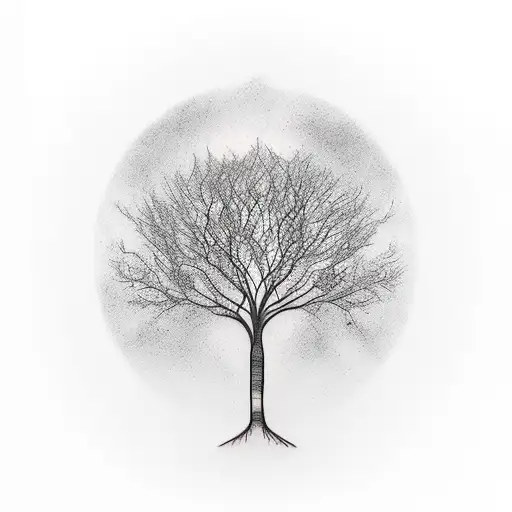 Tree With Woman's Silhouete Trunk