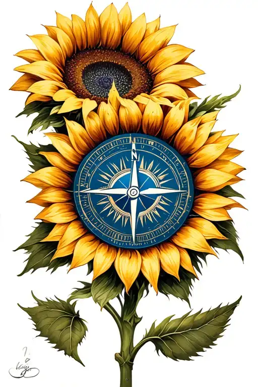 Sunflower With Compass Rose And Triscle