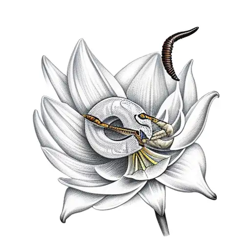 Scorpion Sitting Inside A White Lily