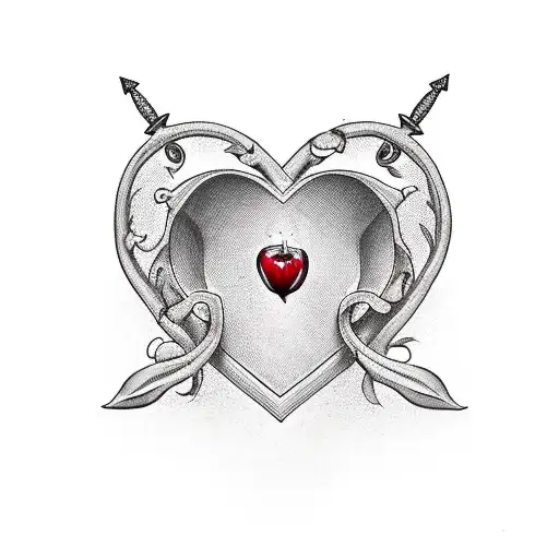A Heart-shaped Pomegranate Pierced With A Dagger