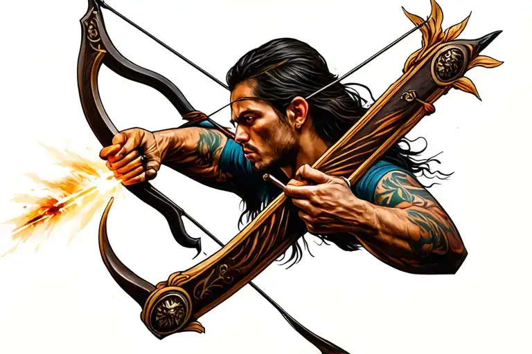 A Bow And Arrow Being Shot