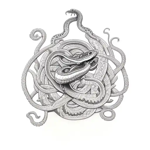 Roman Numeral Seven With A Snake And Vines Through It