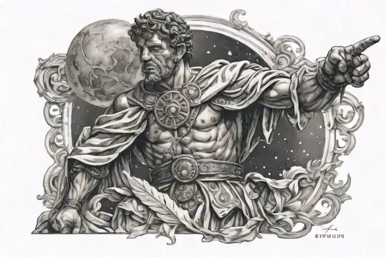 Roman Man Reaching Into Space Surrounded