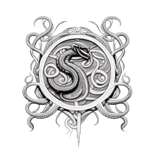 Roman Numeral Seven With A Snake And Vines Through It