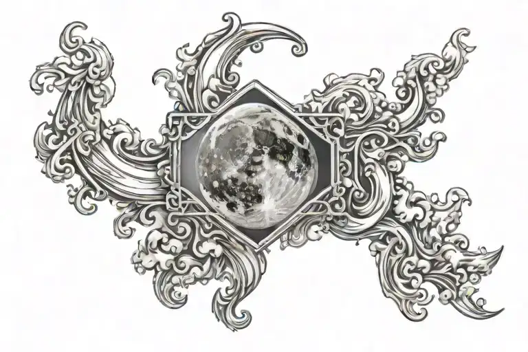 Moon And Smoke Swirling In Rectangle Frame