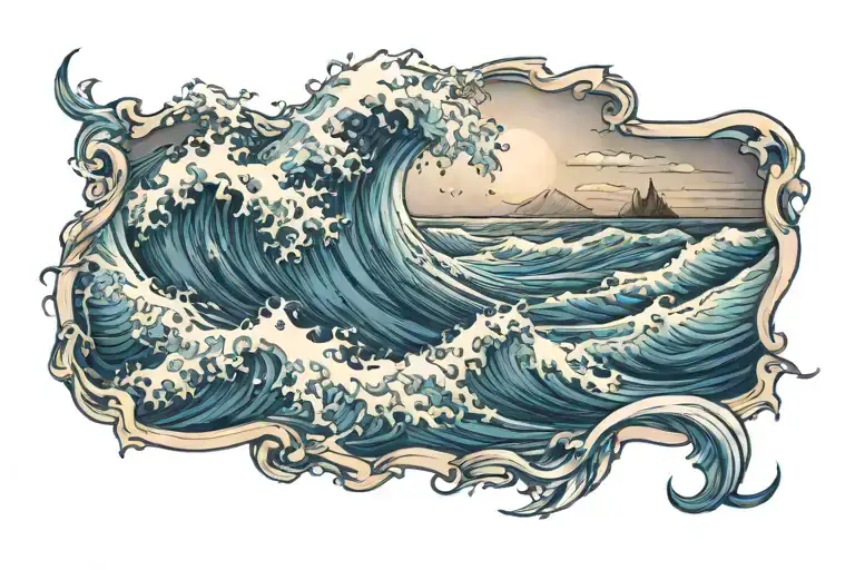 Ocean Wave Forming Its Shape In Rectangle Frame