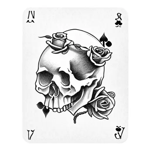 Playing Cards With Skull And Roses