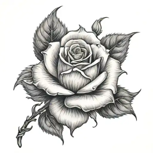 Rose Stem Breast Cancer Ribbon