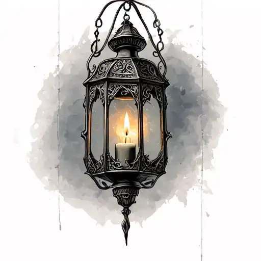 A Gothic Lantern With A Candle Inside
