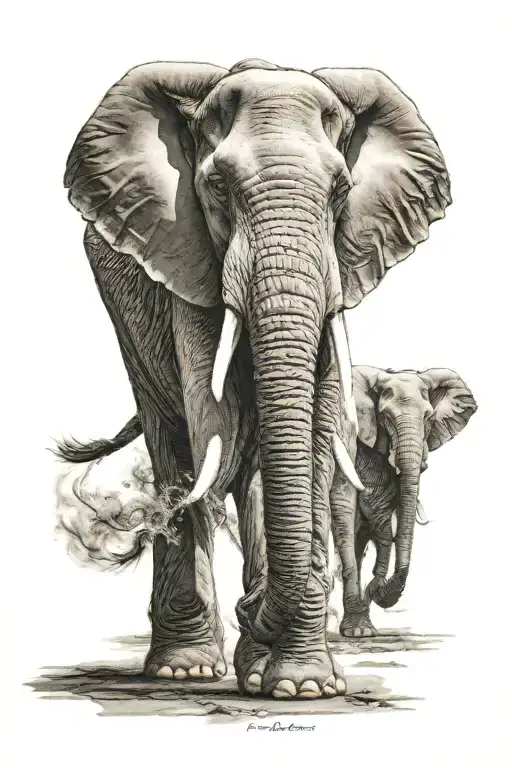 Elephant Walking Forward