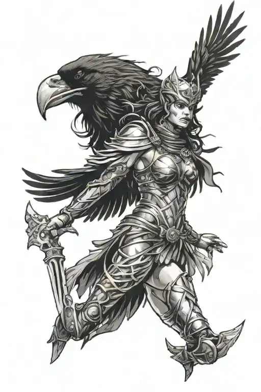 Raven Valkyrie Warrior Woman
