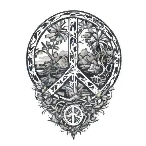 Peace Sign Intertwined With Jungle Scene