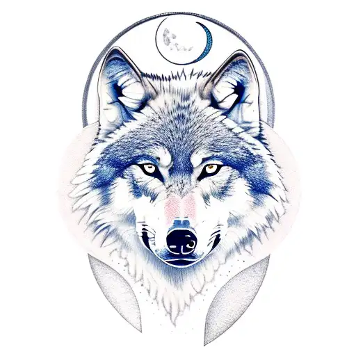 Wolf With Moon