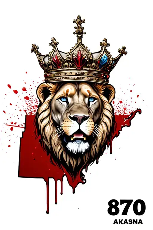 Bloody Leo With Crown Inside Of The State Of Arkansas With 870 Down Below It