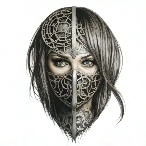 Woman With Long Hair Trapped In Full Face Iron Mask