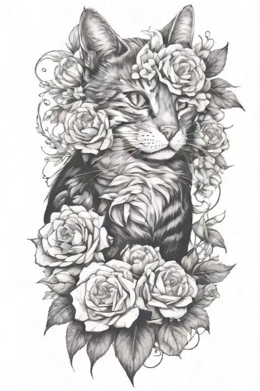 An Cat With A Flower Bouquet