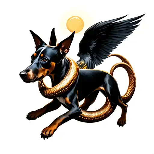 Ouroboros With A Dog Chasing Its Tale