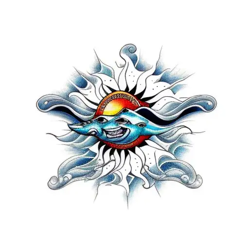 Sun With Ocean Waves