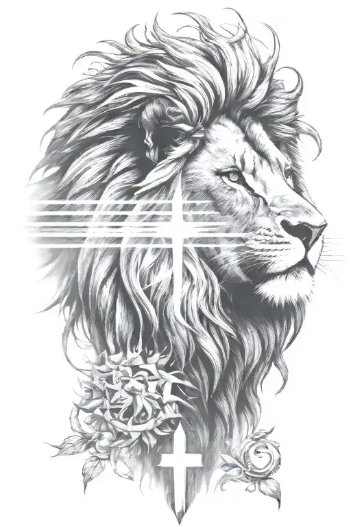 Christian Cross Lion Light Rays