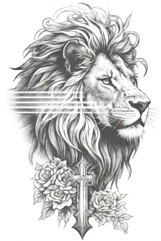 Christian Cross Lion Light Rays