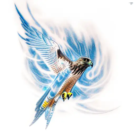 Hawk Flying In A Blue Lightning Storm